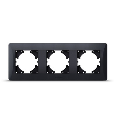 Binera 3-voudig horizontaal afdekraam - Zwart grafiet, 228x86mm, IP20, rechthoekig design