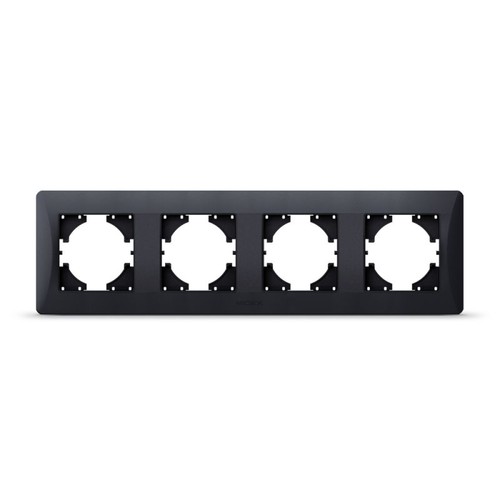 BINERA 4-voudig horizontaal afdekraam - Zwart grafiet, IP20, voor stopcontacten en schakelaars