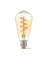 E27 4W dimbare LED lamp - ST64, spiral filament, amber glas, warm wit, flicker free