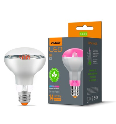 E27 9W LED kweeklamp voor planten - R80, 120°, 14 µmol/s, stimuleert groei