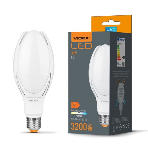 E27 30W LED lamp - 3200lm, 4000K, 330 graden, industrieel, Ra80