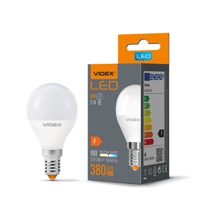 E14 4W LED kogellamp - G45, 380lm, flicker free, 4000K neutraal wit