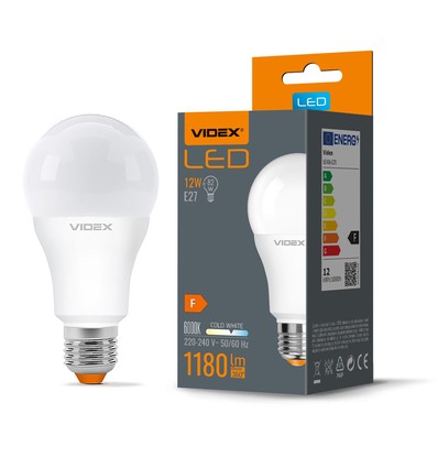 E27 12W LED lamp - A60, 1180lm, 6000K, flicker free