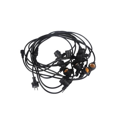 Lichtsnoer voor 10 stuks E27 lampen - 10 meter, IP44, 230V, zonder lichtbron