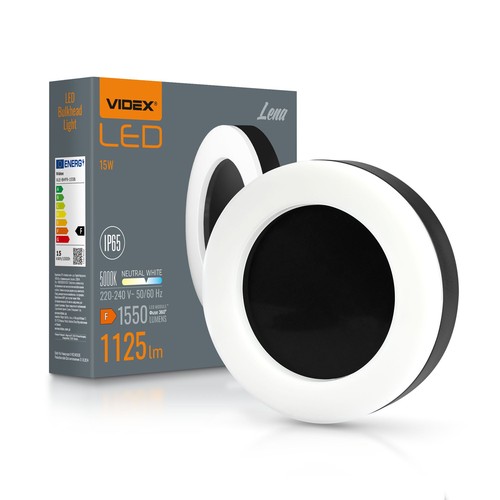 15W LED bulkhead wand/plafondlamp, zwart - 1550lm, IP65, 5000K, 190x190mm, buiten/binnen