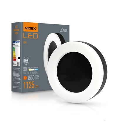 15W LED bulkhead wand/plafondlamp, zwart - 1550lm, IP65, 5000K, 190x190mm, buiten/binnen