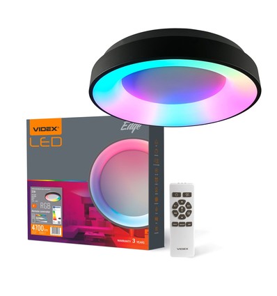 72W LED plafondlamp, dimbaar - RGB+CCT, zwart, 450x450mm, incl. afstandsbediening en geheugenfunctie