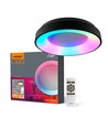 72W LED plafondlamp, dimbaar - RGB+CCT, zwart, 450x450mm, incl. afstandsbediening en geheugenfunctie