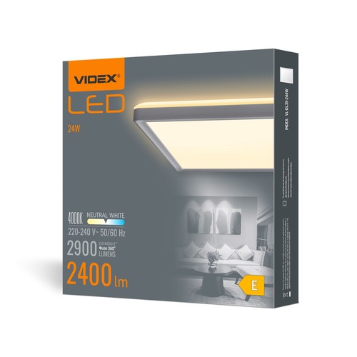 24W LED plafondlamp, vierkant - 2900lm, 4000K, 29x29cm, witte rand, IP20 binnen