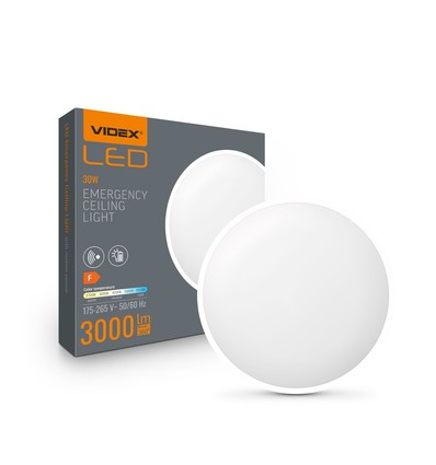 30W LED sensorlamp met noodverlichting - Instelbaar wattage/CCT, IP44, 3000lm, ingebouwde batterij, witte rand