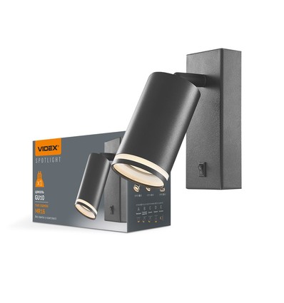 GU10 wandspot met schakelaar - Zwart, aluminium, IP20 binnen, zonder lichtbron