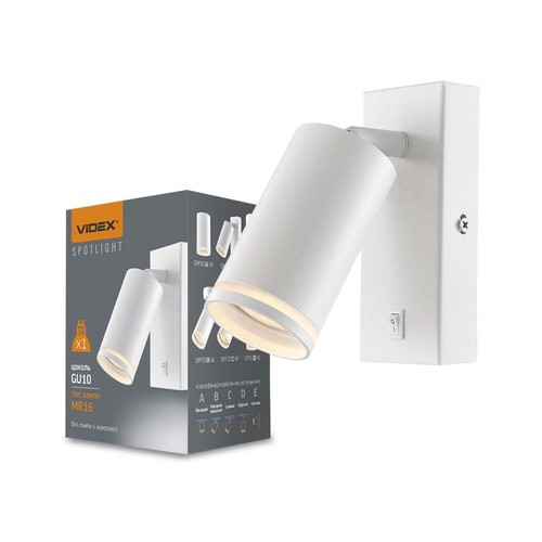 GU10 Wandspot - Wit, aluminium, IP20 binnen, zonder lichtbron