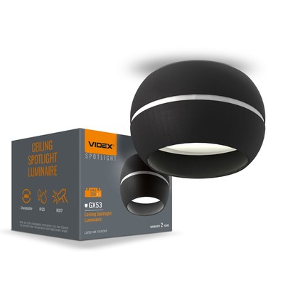 GX53 inbouwspot - Zwart, aluminium, IP20, 90x90mm, gat: Ø7,3-7,7 cm, zonder lichtbron