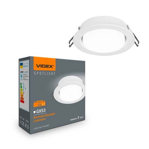 GX53 inbouwspot - Wit, aluminium, Ø10,8cm, IP20, zonder lichtbron
