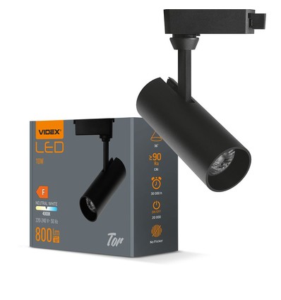 10W 1-fase railspot - 36 graden, 4000K, Zwart, IP20, RA80