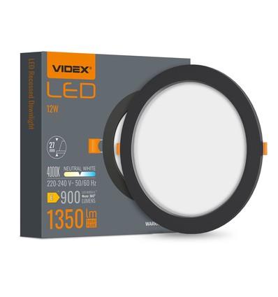 12W zwart LED inbouwpanel - 1350lm, 4000K, Gat: Ø2,7 cm, 120 graden beam angle