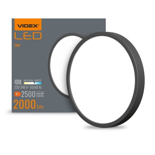 20W Ø26,4cm LED plafondlamp - 2000lm, 4000K, zwarte rand, 170 graden, IP20 binnen