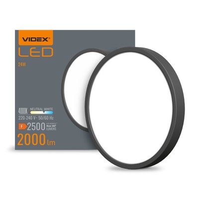 20W Ø26,4cm LED plafondlamp - 2000lm, 4000K, zwarte rand, 170 graden, IP20 binnen