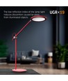 20W LED bureaulamp, RA98 dimbaar - Rood, 4100K, touch sensor, flicker free
