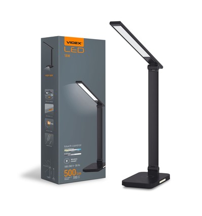 18W LED bureaulamp met draadloos opladen - 700lm, 5-staps dimbaar, CCT instelbaar, zwart, flicker free