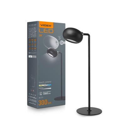 3W LED tafellamp, zwart - Oplaadbaar, dimbaar, CCT, USB-C, tot 15 uur batterij