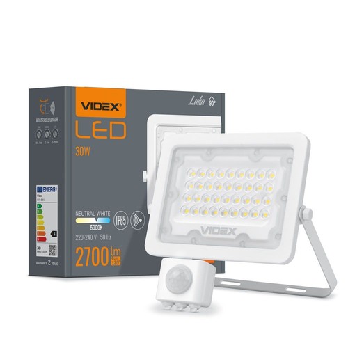 30W Luka LED breedstraler met sensor - 90lm/W, IP65, wit, 5000K, buiten