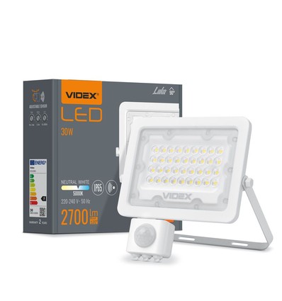 30W Luka LED breedstraler met sensor - 90lm/W, IP65, wit, 5000K, buiten