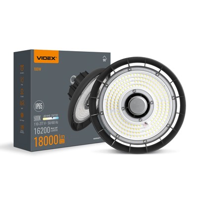 100W LED High Bay, 180lm/W - IP65, 5000K, 120 graden, zwart, industrielamp