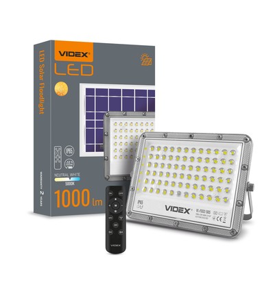 50W Solara LED breedstraler met zonnepaneel - 1000lm, IP65, 5000K, grijs, incl. afstandsbediening en zonnepaneel