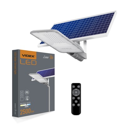 LED Solar straatlantaarn - 2500 lumen, incl. afstandsbediening, zonne-energie, IP65