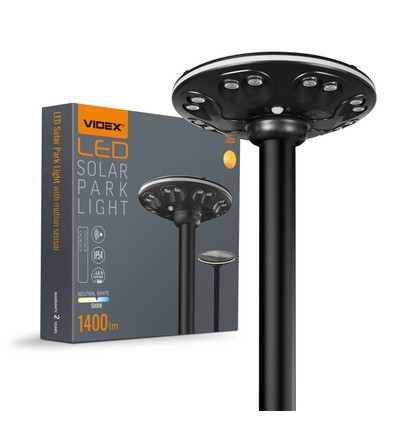 12W Solara LED parkverlichting met sensor - 1400lm, IP54, 360 graden, 3.2V, CCT, zwarte afwerking