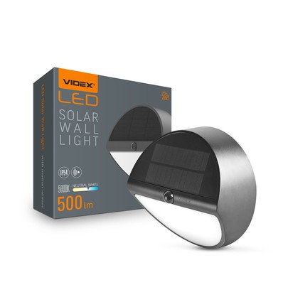 500lm solar wandlamp met sensor - IP54, 5000K, zwart, 220x220mm, bewegingssensor
