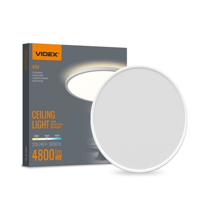 44W LED plafondlamp met backlight, CCT - 109lm/W, IP54, Ø50cm, witte rand, 3 lichtkleuren