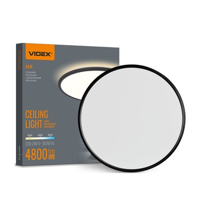 44W LED plafondlamp met backlight - Ø50cm, IP54, zwart, 3-CCT, 109lm/W, incl. lichtbron