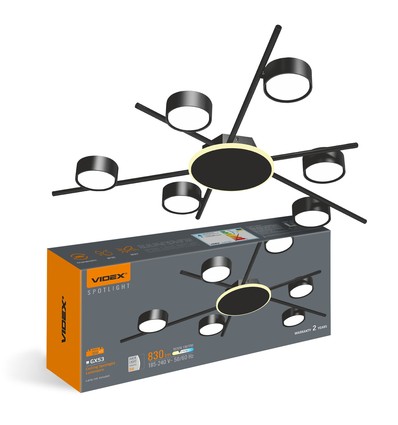 6x GX53 plafondlamp met backlight, 9W - Zwart, 2700K, 830lm, IP20, zonder lichtbron voor GX53 fitting