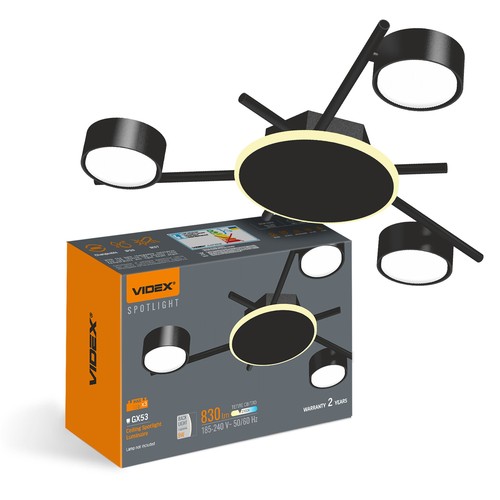 3x GX53 plafondspot met backlight, zwart - 20x8,5cm, IP20, incl. 9W backlight, zonder lichtbron