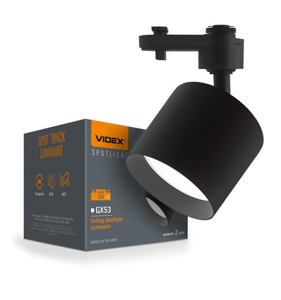 1-fase GX53 spanningsrail spot - Zwart, zonder lichtbron, 1F2W