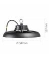 200W LED high bay, 180lm/W - 5000K, IP65, 90 graden, zwarte behuizing
