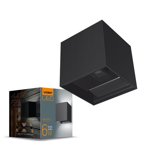 6W vierkante wandlamp met up/down licht - IP54, zwart, 2700K, verstelbare stralingshoek, incl. lichtbron