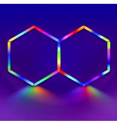 37W Hexagon RGBIC 2 panelen complete set - Incl. bluetooth controller en voeding