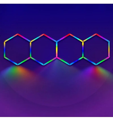 4 st. Hexagon RGBIC complete set 70W - Incl. bluetooth controller en voeding