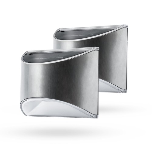 2 stuks Solar wandlamp LED - Zilver, Mooi wandeffect, buiten