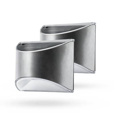 2 stuks Solar wandlamp LED - Zilver, Mooi wandeffect, buiten