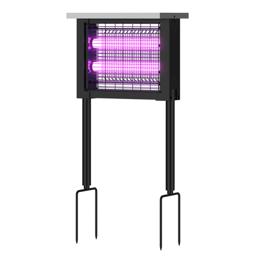 Zonnepaneel insectenlamp - Zwart, IP65, 20W, dekt tot 120m2