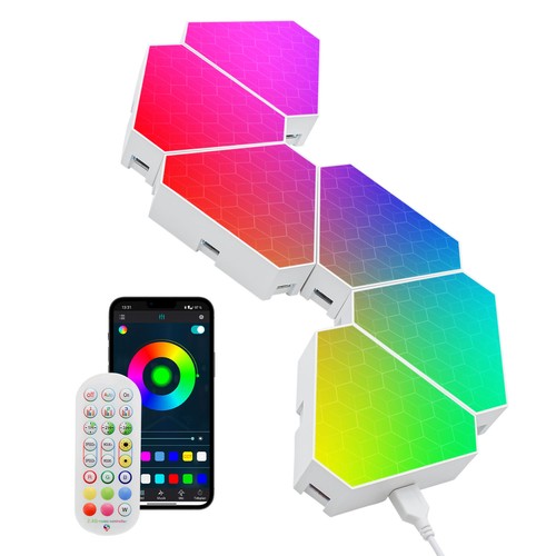 10 st. Hexagon Tri Panels - Wandlamp, RGBIC, afstandsbediening, app-bediening