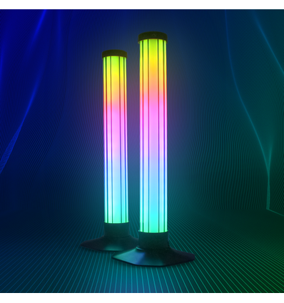 Set van 2 ambient gamer tafellampen - RGB looplicht, 360° effect, 43 cm