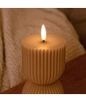 LED zandloperkaars 13,5cm, vlam-effect, bruin - Ø7,5cm, timer