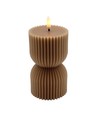 LED zandloperkaars 13,5cm, vlam-effect, bruin - Ø7,5cm, timer