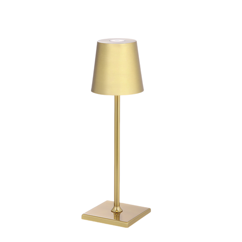 Oplaadbare LED mini tafellamp - Goud, touch dimbaar, IP54