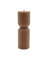 LED zandloperkaars 23cm, vlam-effect, bruin - Ø7,5cm, timer